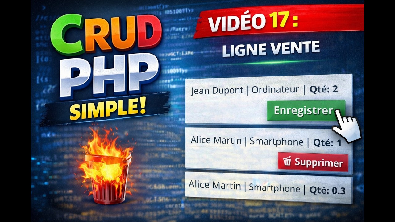 CRUD PHP SIMPLE : video17 (Ligne vente, ajout et suppression)