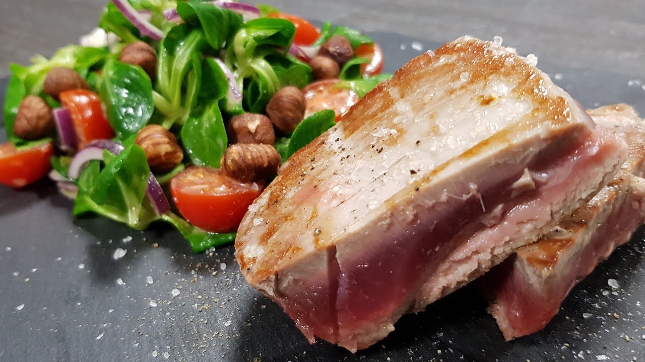 Thunfisch Steak mit Feldsalat und Honig Senf Dressing feat. Nikllodeon (mit Rezept) Mori kocht