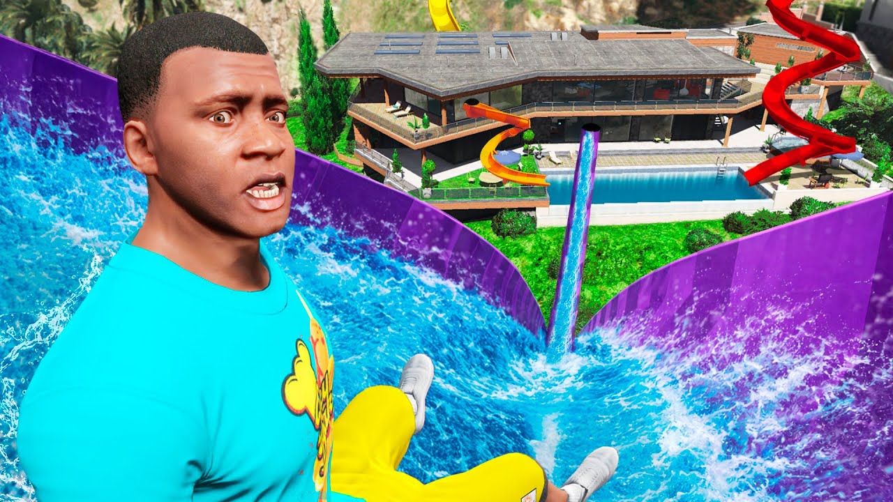 CONSTRUÍ UM ESCORREGADOR NA CASA DO FRANKLIN NO GTA 5