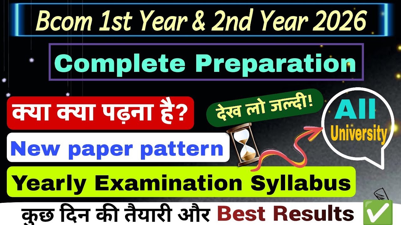 Bcom 1st, 2nd Year Syllabus 2026 | bcom 1st year paper pattern| bcom course