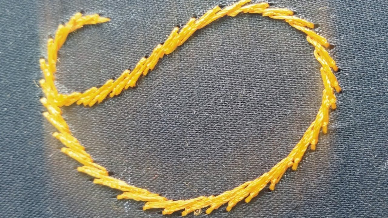 4.a.Mango 🥭 design using stem stitch 🍁
