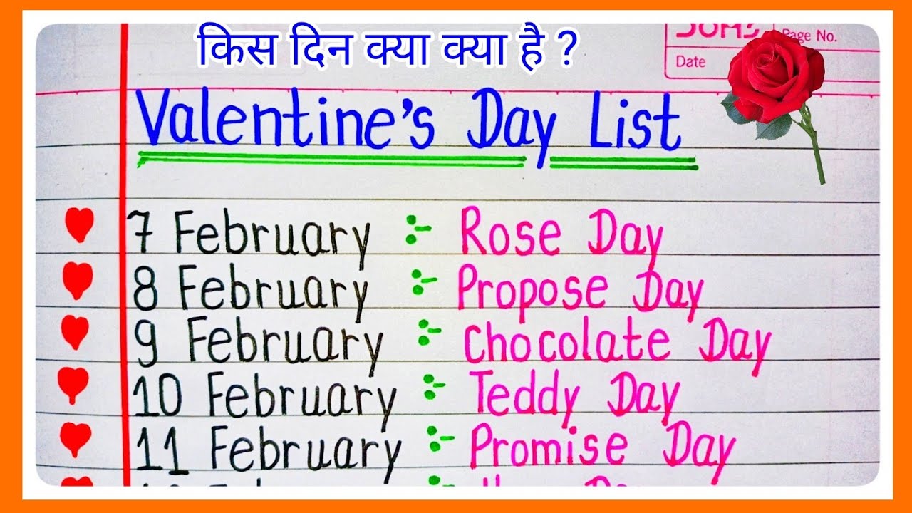 Valentine's Day Dates 2026|| Valentine Week List Dates celebrate || kal konsa day hai 2026