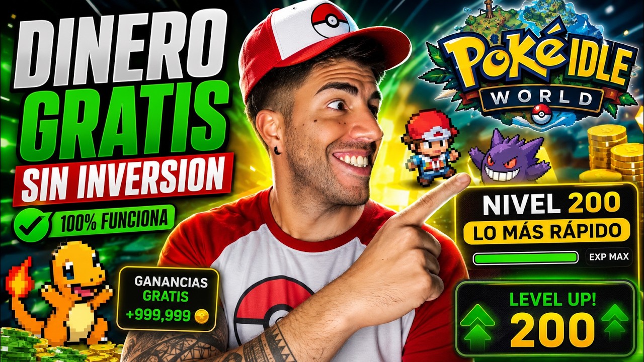 💸GUIA TUTORIAL como GENERAR DINERO GRATIS y LLEGAR NIVEL 200 RAPIDO en POKEMON IDLE WORLD