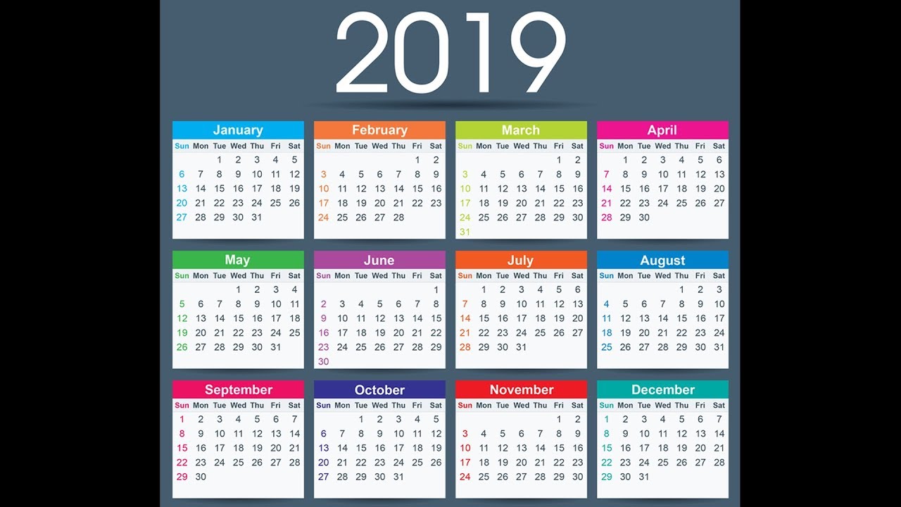 2019 Calendar Free Download
