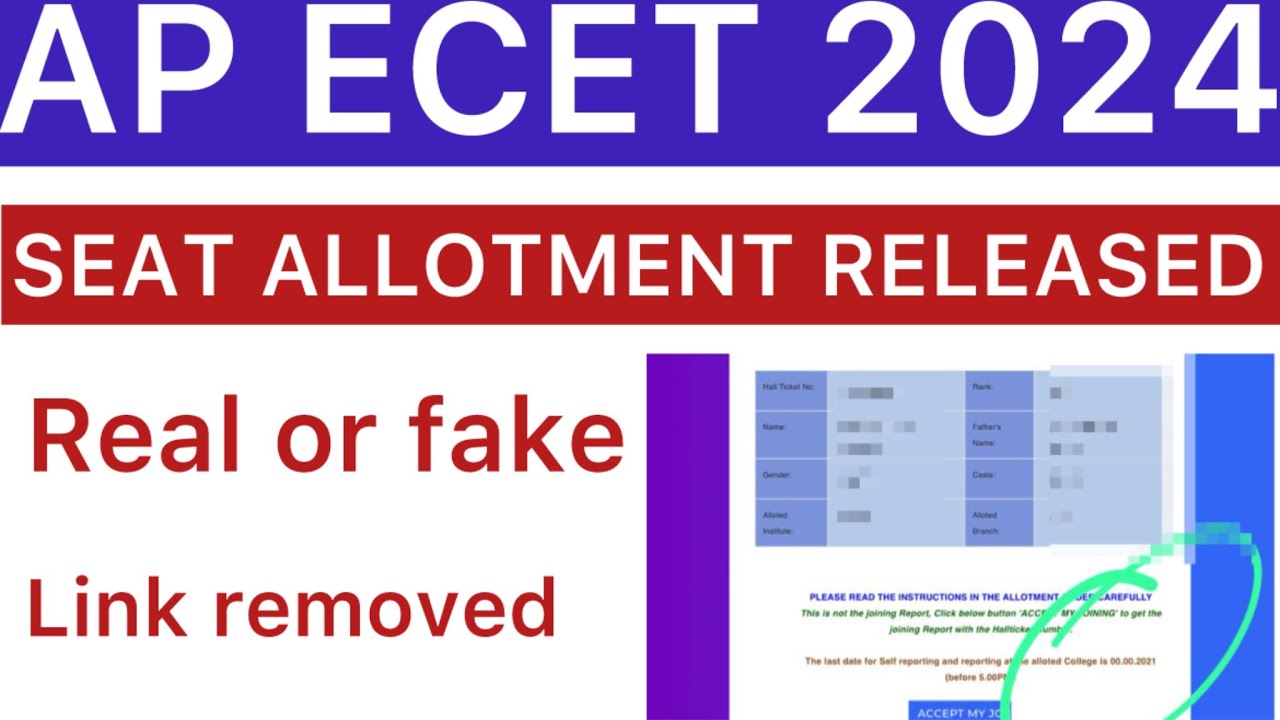 AP ECET 2024 SEAT ALLOTMENT RELEASED FAKE OR REAL | AP ECET SEAT ALLOTMENT 2024