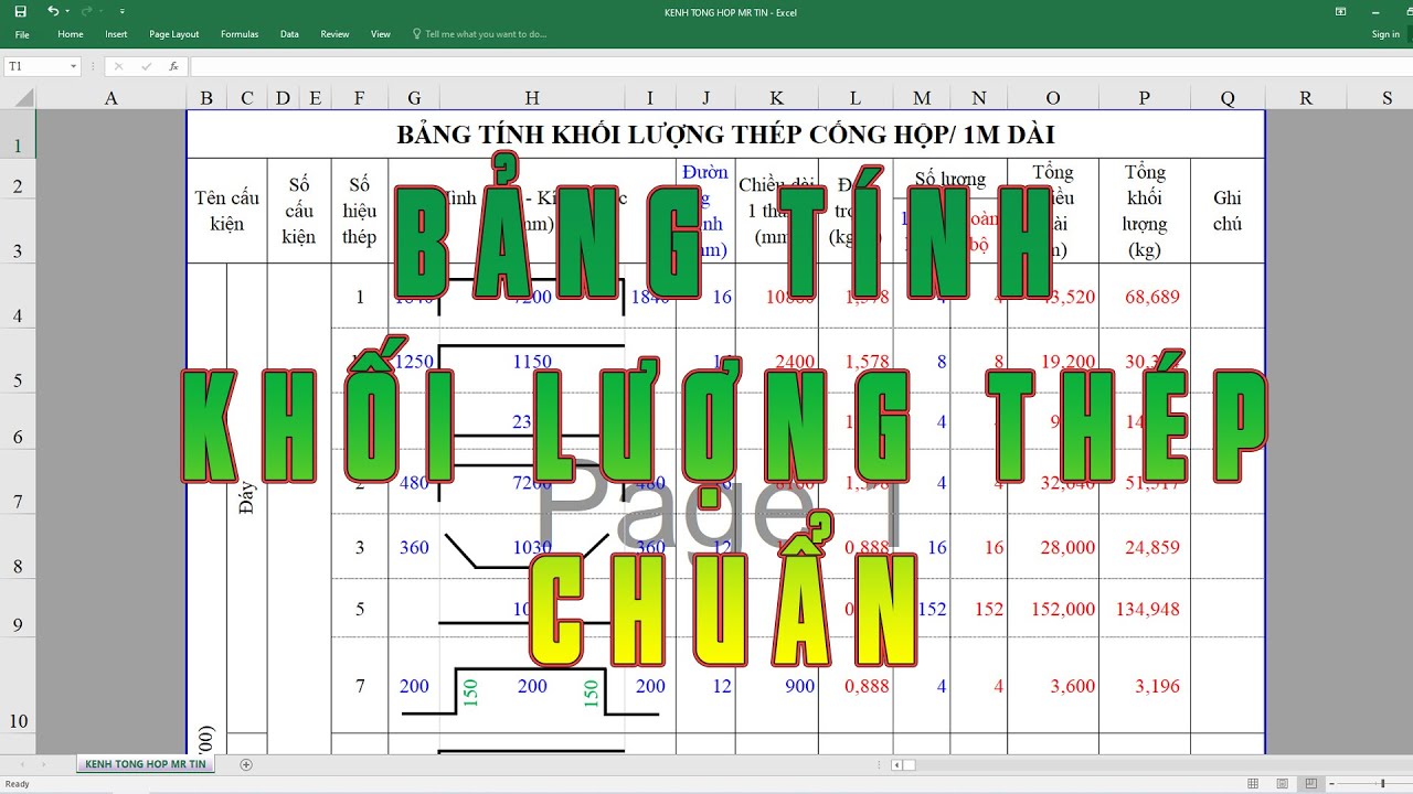 Cách lập bảng tính khối lượng thép bằng file excel nhanh, chuẩn, dễ quản lý