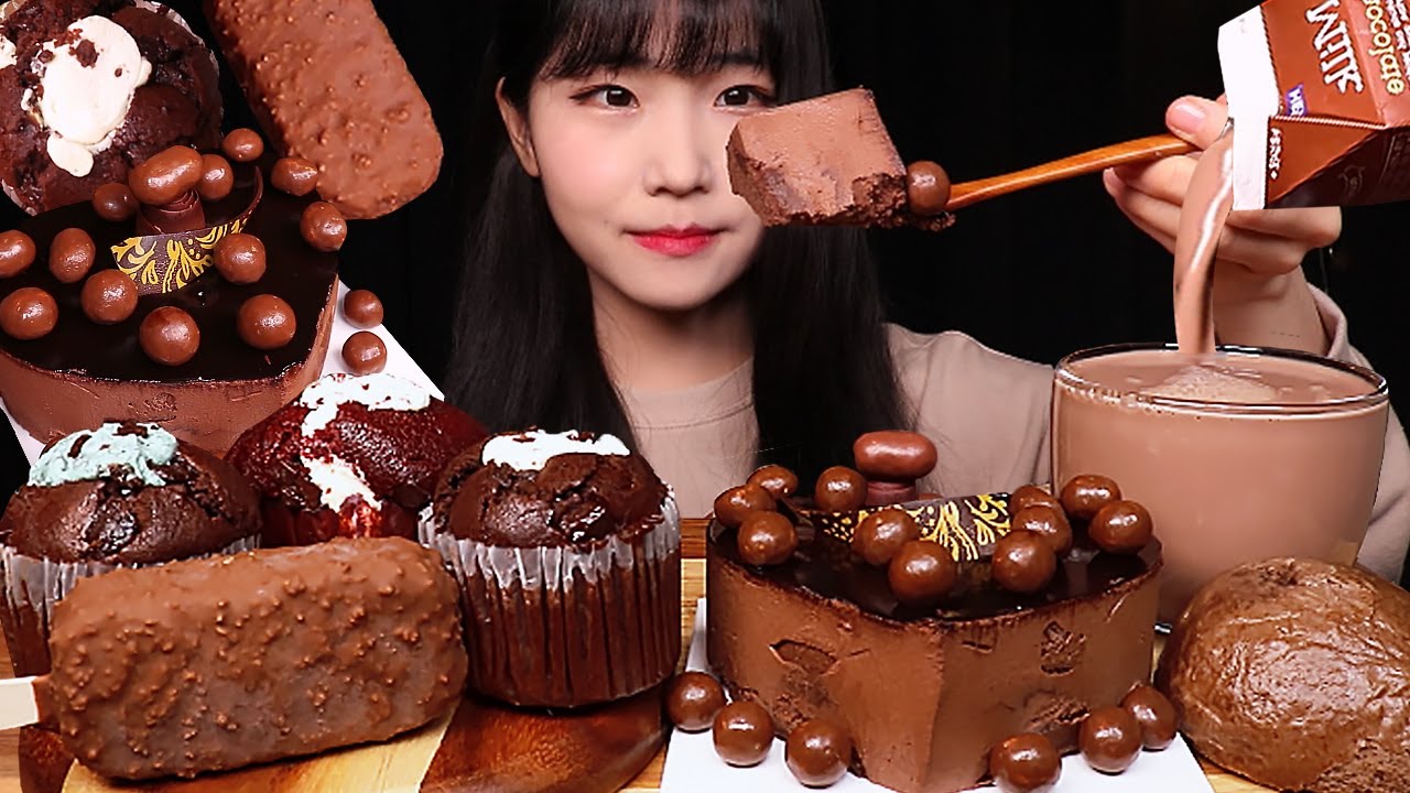 초코디저트 종류별로 먹방🍫 초코무스케이크 오르랔베이커리 킷캣 아이스크림 CHOCOLATE CAKE KITKAT ICE CREAM DESSERT ASMR MUKBANG