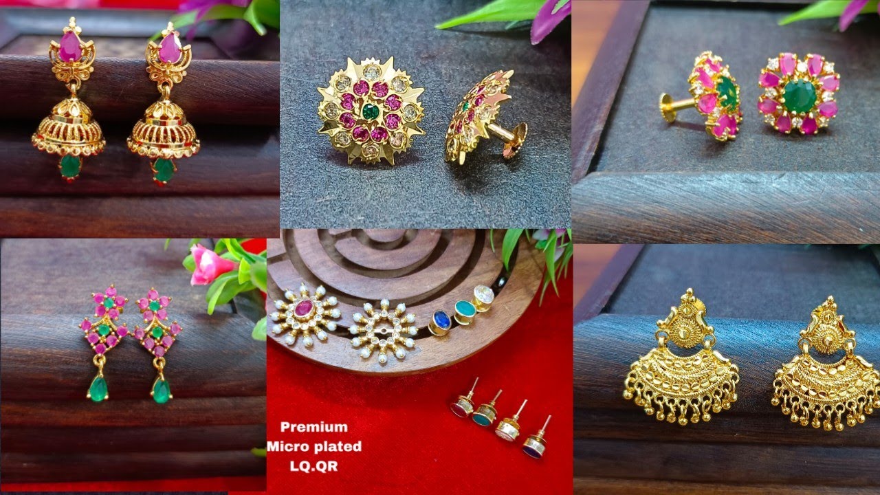 Earrrings | jumkas | studs | kids earrrings Latest one gram gold earrrings with price  | jewellery