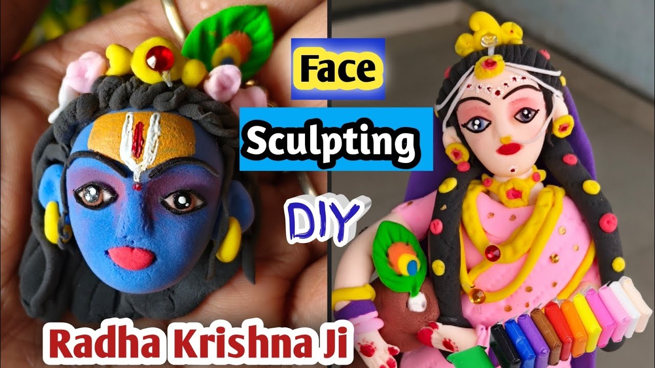 😱Radha Krishna Ji Face Sculpting Out Of Clay|Easy Clay Sculpture|Clay se Chehra Bnane ka Asan Tarika