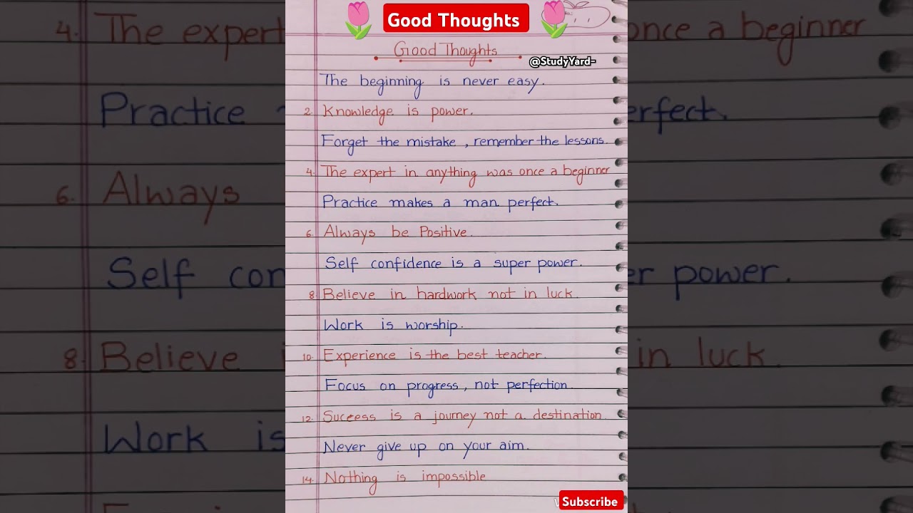 Good thoughts l Good thoughts in English l good slogans for lifel good thoughts for school assembly
