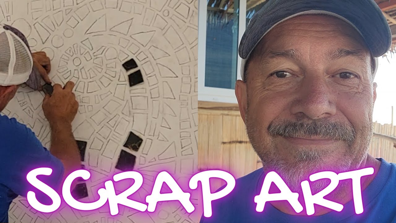 Arched Bridge and Sea Horse Scrap Tile Mosaic begin