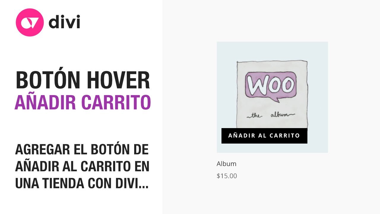 Mostrar el botón añadir al carrito al pasar el cursor (estado hover) sobre los productos en divi