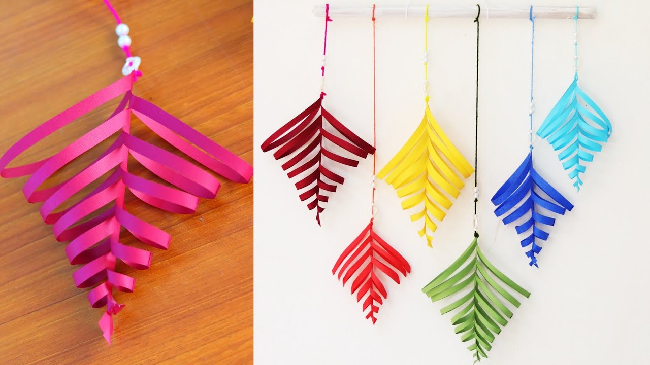 Paper leaf wall hanging tutorial - DIY Easy wall decoration ideas