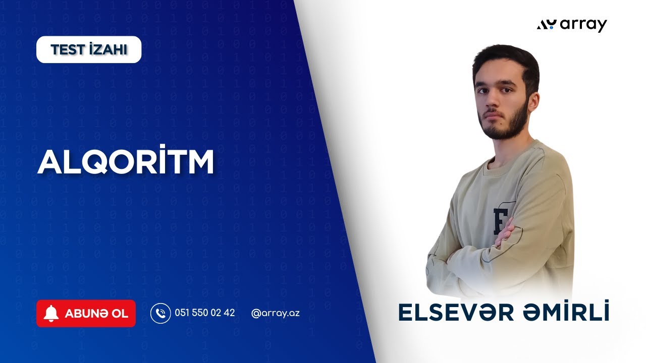 Alqoritm tipik sual izahı (ARRAY test bankı)