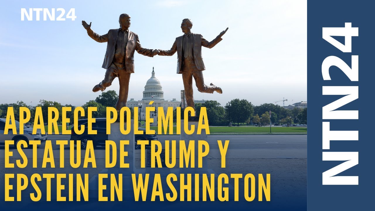Aparece polémica estatua de Donald Trump y Jeffrey Epstein tomados de la mano cerca del Capitolio