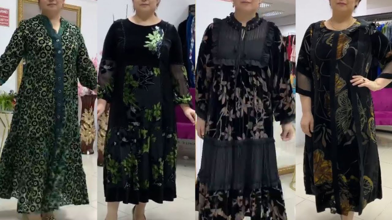 To`la ayollar uchun pombarxat matosidan tikilgan liboslar fasonlari