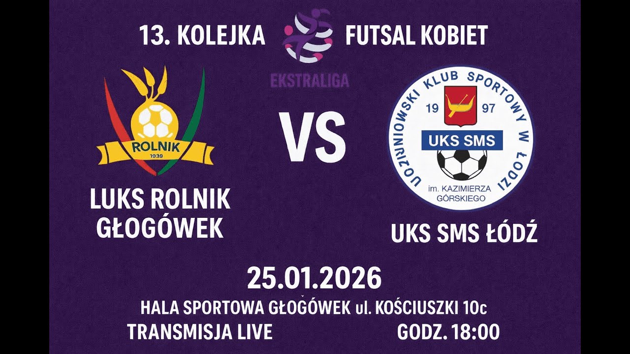 LUKS ROLNIK GŁOGÓWEK - UKS SMS ŁÓDZ / LIVE /18:00/ (25.01.2026 )