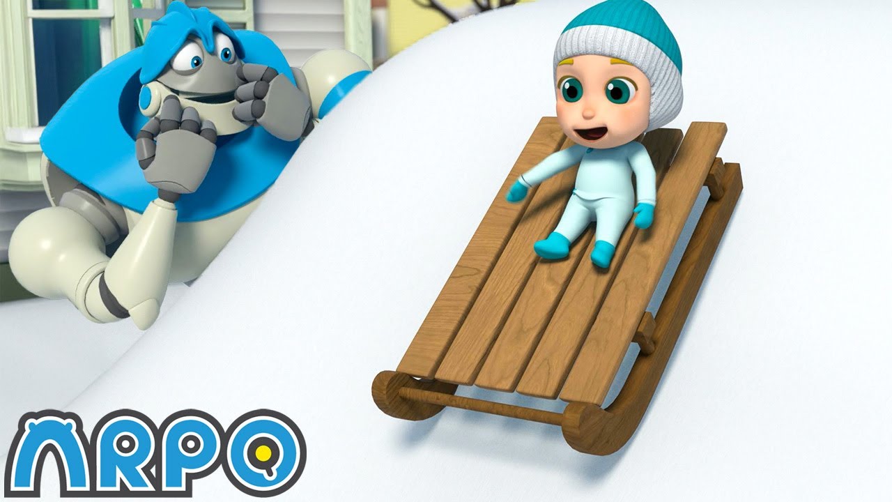 Arpo Breaks the Sleigh! ❄️☃️🛷 | Arpo the Robot | Moonbug Kids Cartoon Adventure