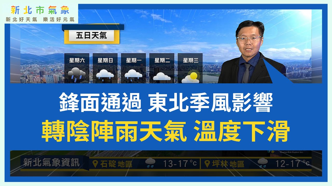 新北市氣象 2026/01/31 鋒面通過 東北季風影響 轉陰陣雨天氣 溫度下滑