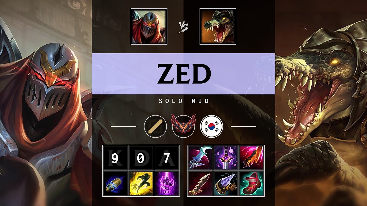Zed Mid vs Renekton: Perfect KDA, Legendary - KR Grandmaster Patch 14.22