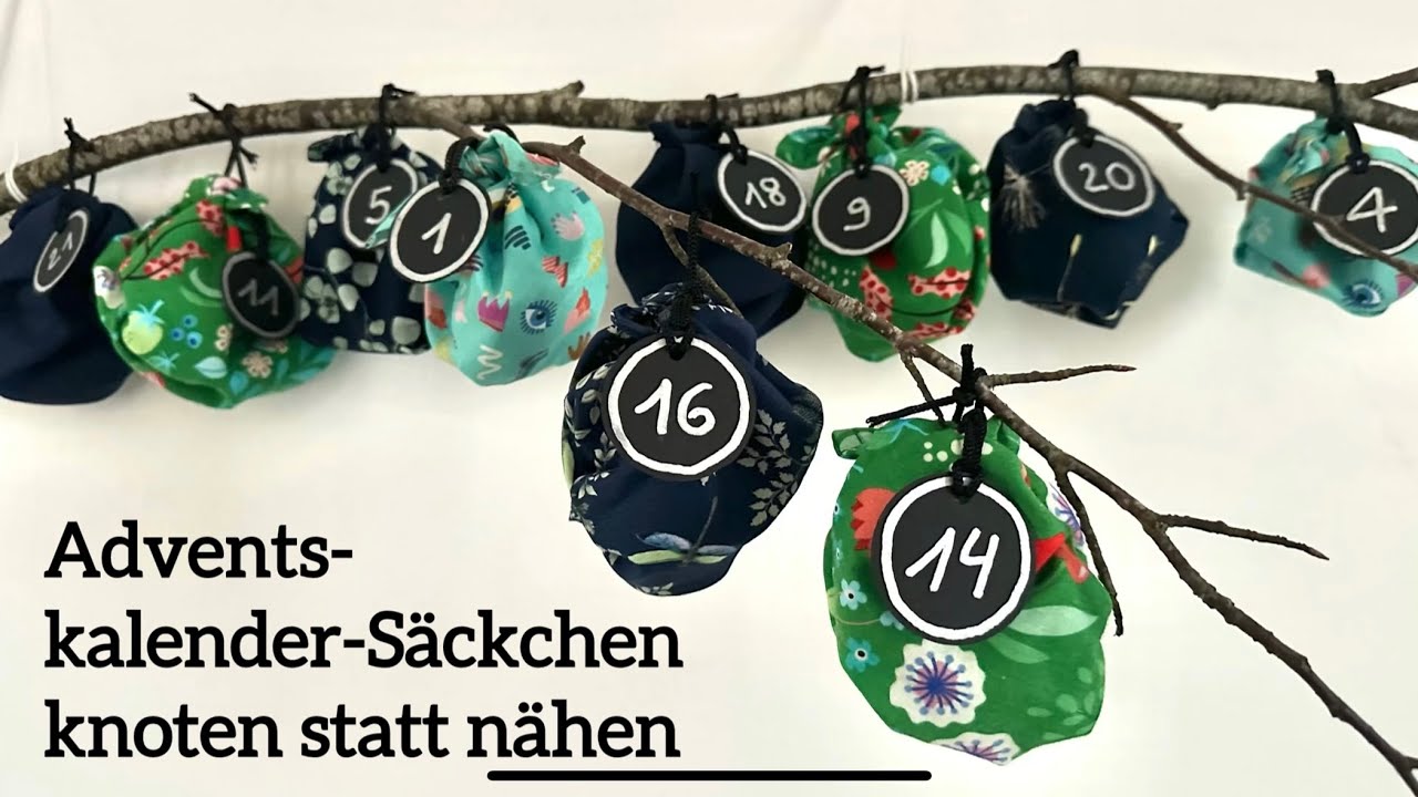 Adventskalender Säckchen knoten statt nähen - Furoshiki-Technik