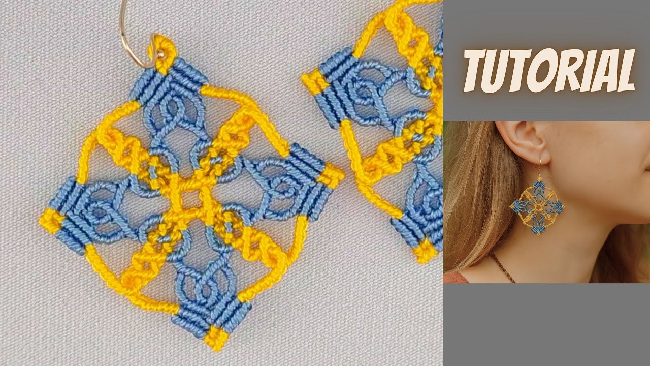 DIY Micro Macrame, Two-color Square Earrings