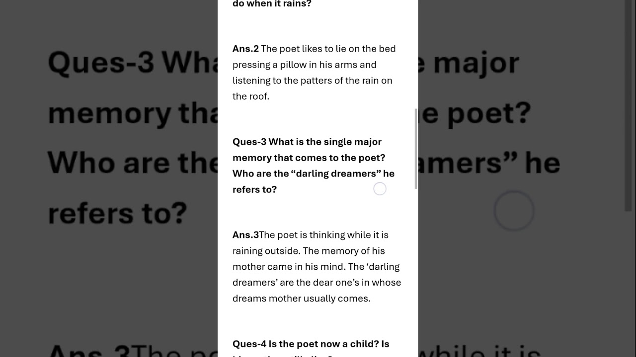 #beehive class-9 Poem Rain on the roof complete questions answers