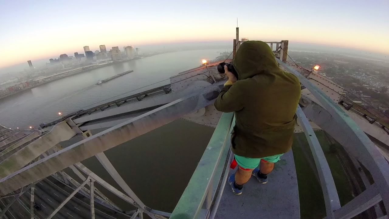 New Orleans Crescent city connection bridge climbing