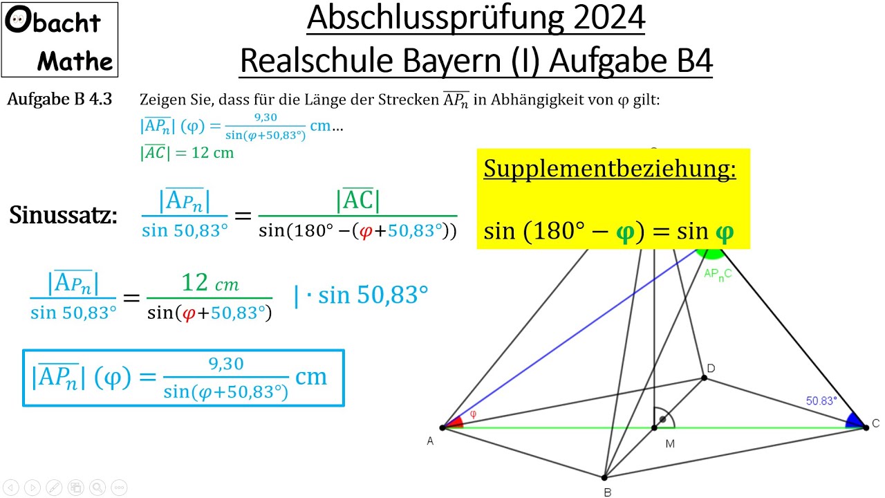 Abschlusspr&uuml;fung Mathe 2024 Realschule Bayern (Gruppe 1) | Aufgabe B4 vorgerechnet | #obachtmathe