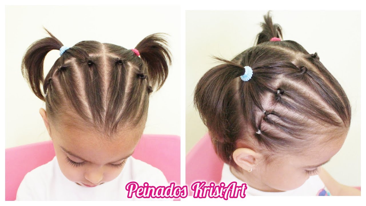 PEINADOS PARA NIÑAS |  Peinado FACIL con coletas para CABELLO CORTO | Peinados KrisiArt