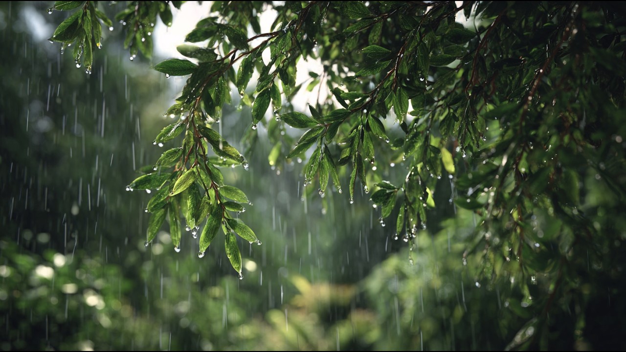 Gentle Rain on Green Leaves 🌿 | Soft Rain & Water Drops for Deep Relaxation