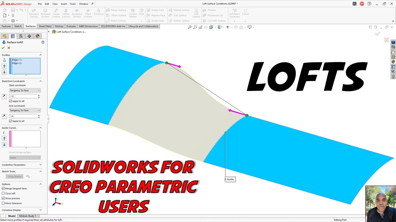 Как создать лофт — SolidWorks для пользователей Creo Parametric