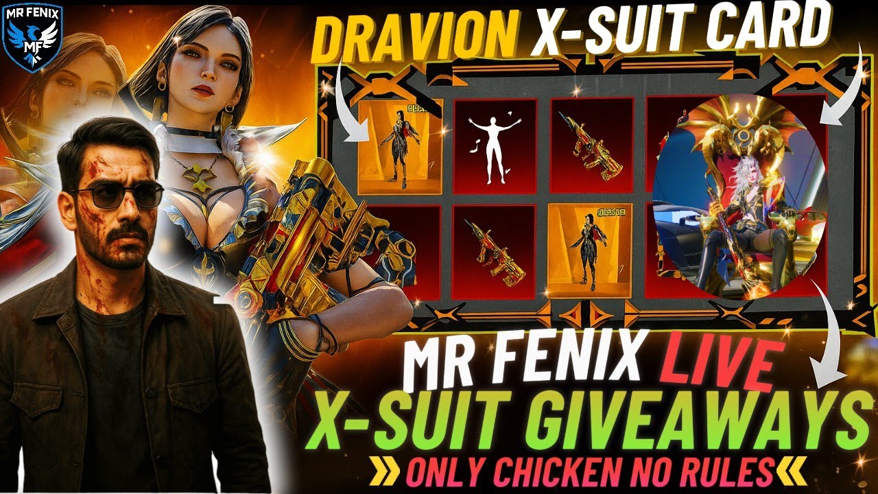 INSANE X-SUIT GIVEAWAY 🏆 | No Rules Customs | Chicken Dinner Only | MR FENIX LIVE Pubgm