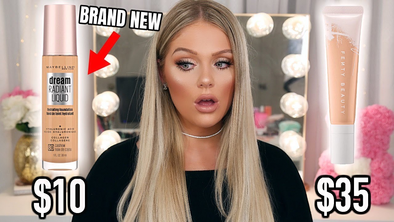 NEW $10 MAYBELLINE FOUNDATION vs $35 FENTY HYDRATING FOUNDATION | DRUGSTORE DUPE?!