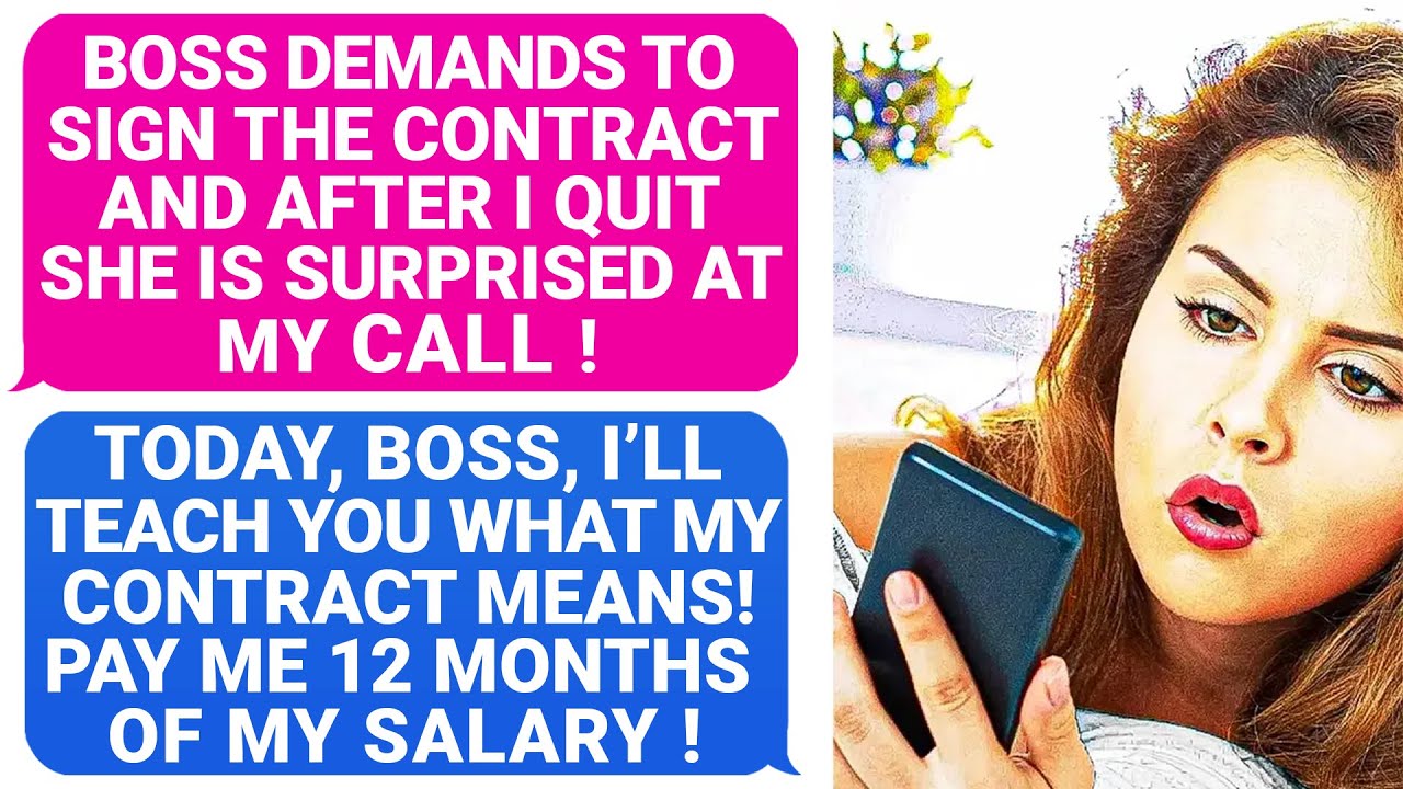 Boss Demands To Sign a CONTRACT and Forgets About IT ! I Quit, Now Pay Me 12 Months Of Salary ! r/MC