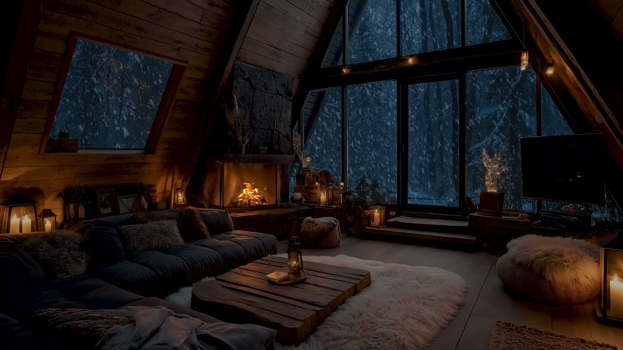 Deep Soothing Piano and Fireplace Ambience | Cozy Room Interior Sounds for Relaxation and Sleep