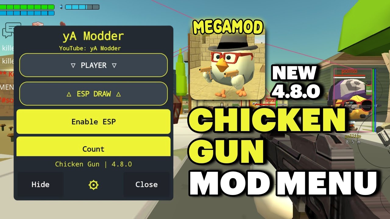 Chicken Gun v4.8.0 Mod Menu ESPs, TeleKill, Troll Players, Anti Kick and More | yA Modder
