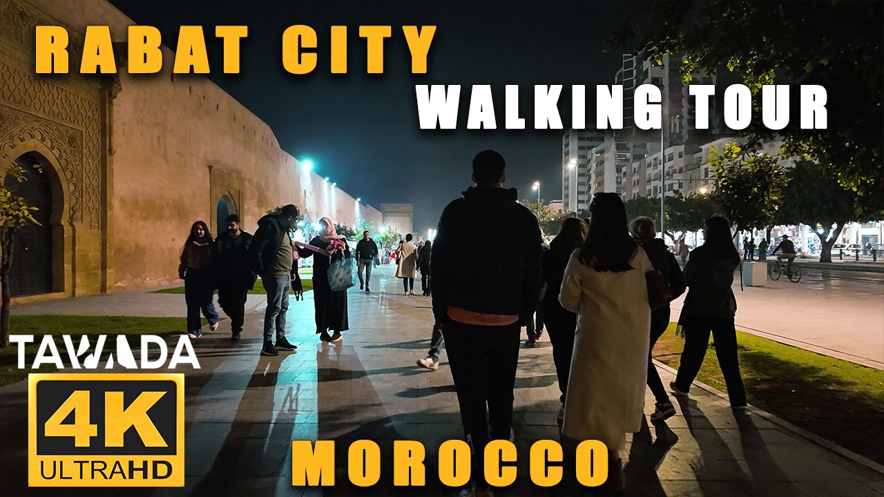 RABAT City 4K UHD night Walking Tour, Morocco 🇲🇦