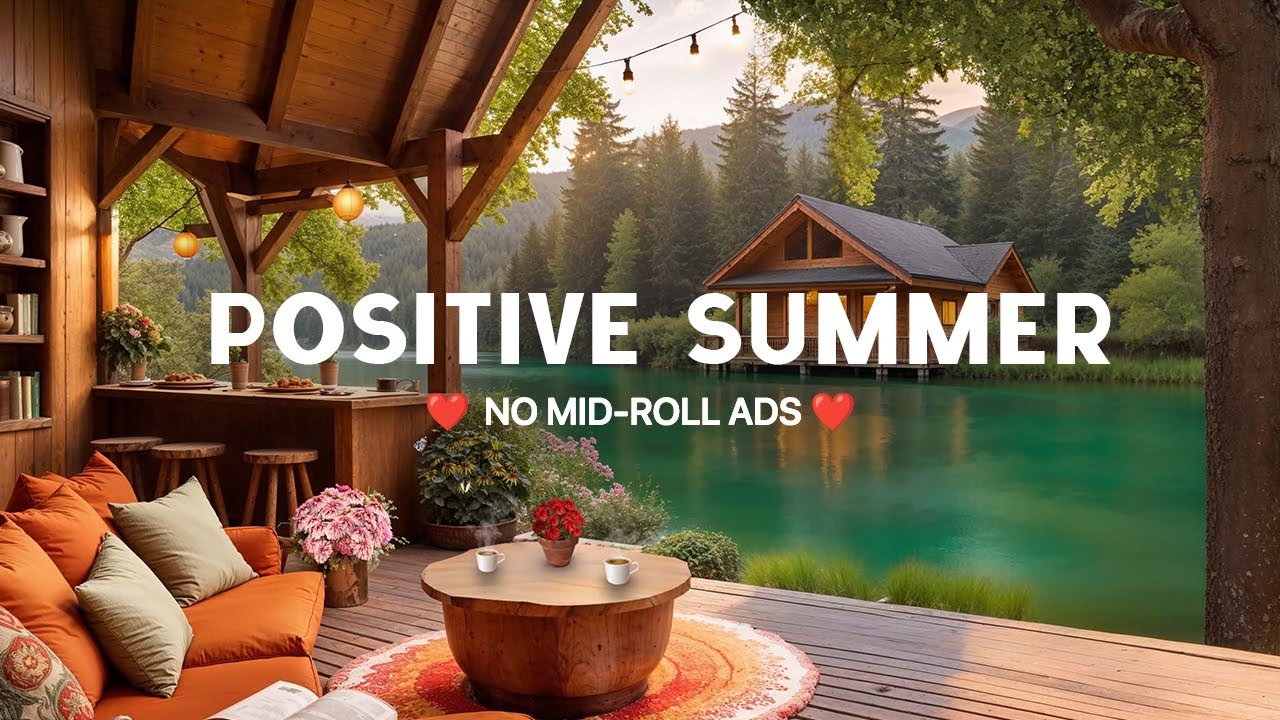 (No Ads) Positive Summer Jazz Music 🌸 Warm Porch Cafe Ambience With Relaxing Jazz Music
