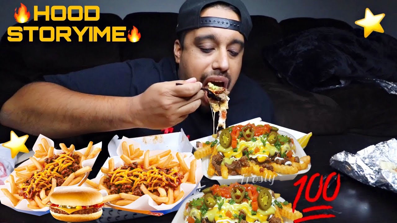 •CHEESY• Chili Cheese Fries, Carne Asada Fries, Cheeseburgers | Mukbang/Eating Show | STORYTIME