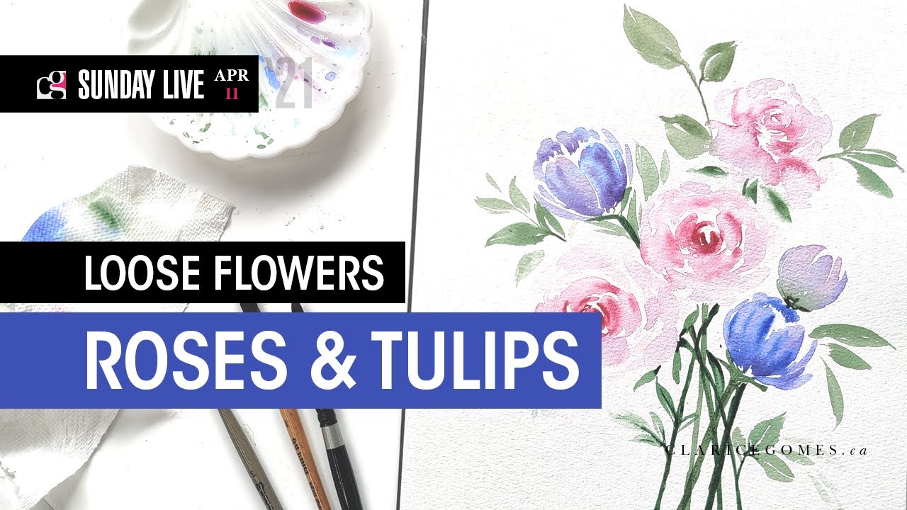 DIY Watercolour Wall Art - Tulips & Roses - Part 1