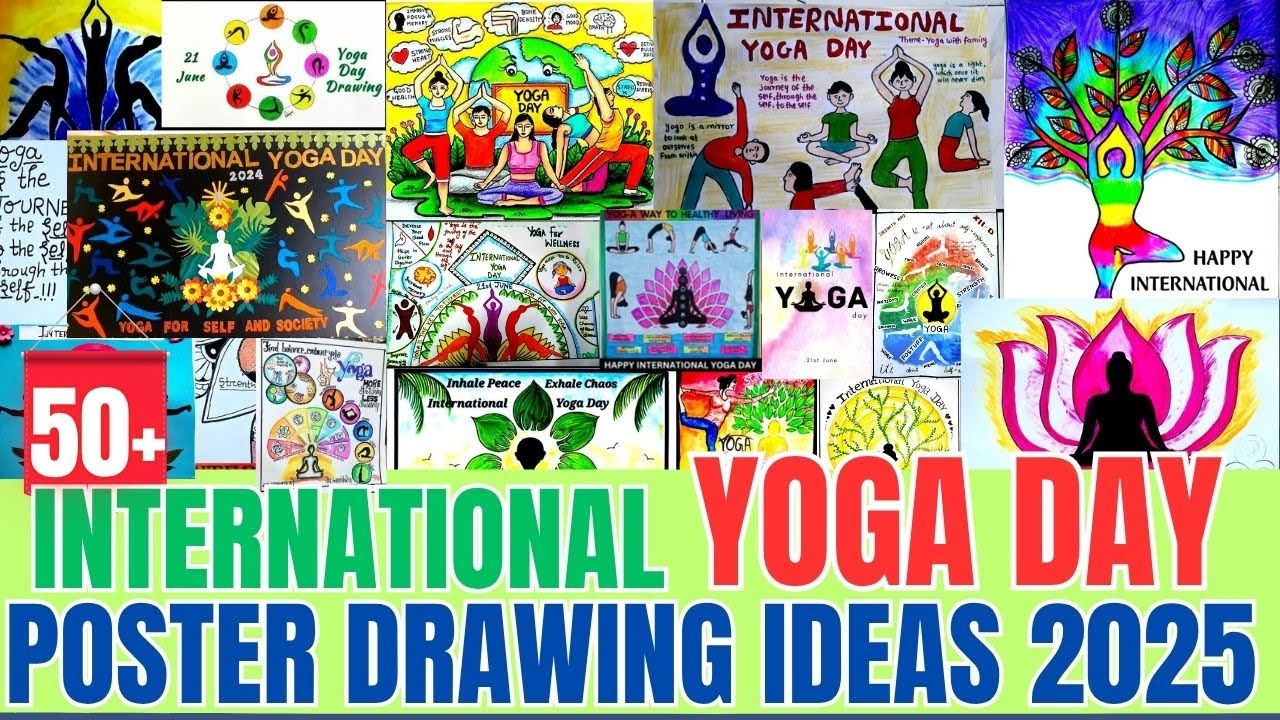 International Yoga Day Poster Drawing Ideas 2025 | Yoga Day Poster Drawing Ideas | Yoga day poster