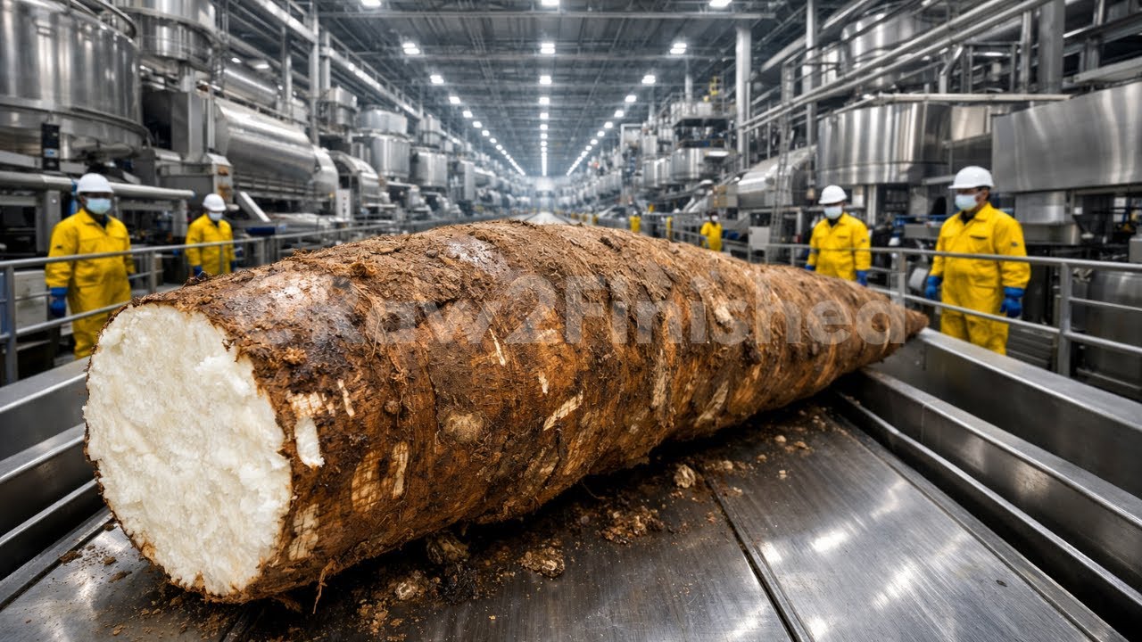 Inside the Factory United States Giant Cassava Flour Process You’ve Never Seen Before (Full Process)