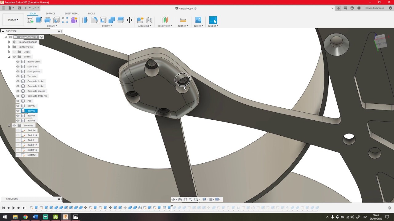 Conception et modélisation d'un cinéwhoop sur Fusion 360