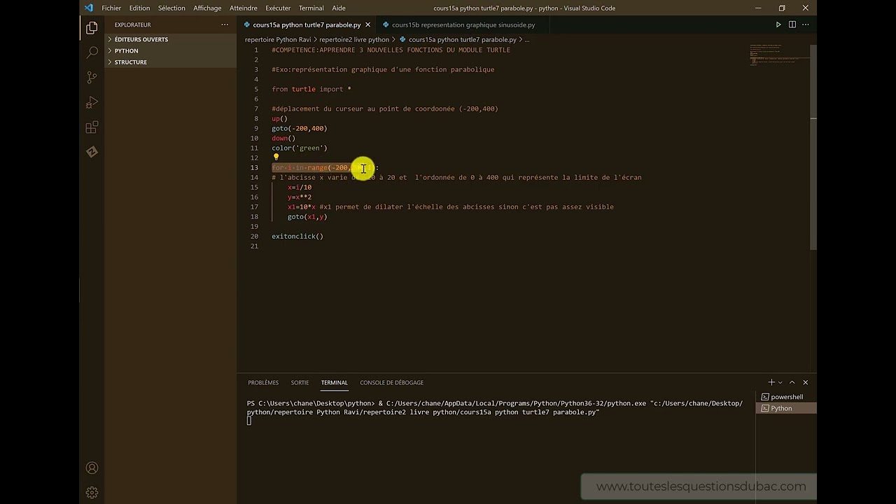 python instruction up() down() et goto() du module turtle