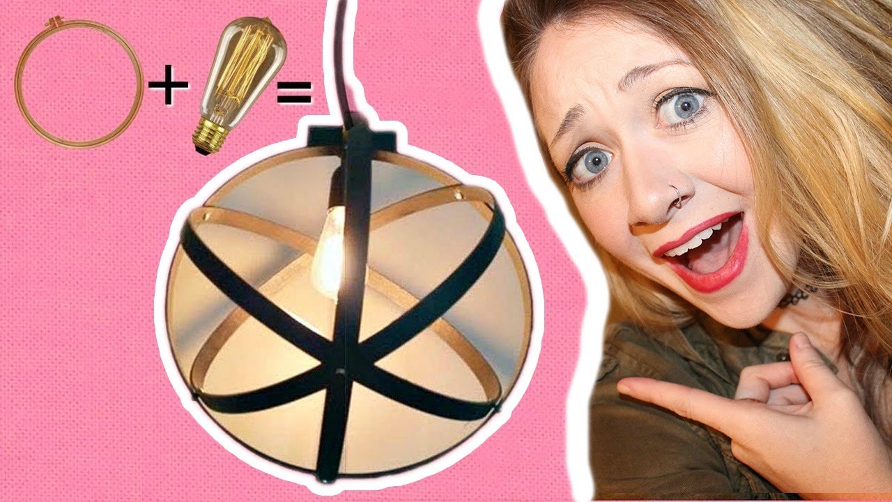 DIY PENDANT LIGHT WITH EMBROIDERY HOOPS | Laci Jane