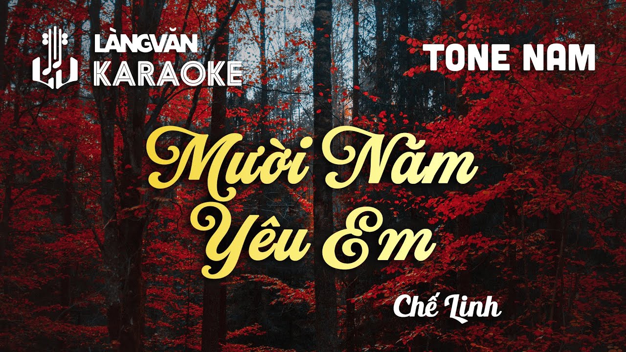 KARAOKE | Mười Năm Yêu Em | TONE NAM | Chế Linh | Official Làng Văn