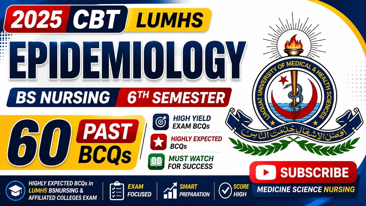 Epidemiology| 60 BCQs| 2025 past BCQs| LUMHS Exam| BS Nursing| 6th Semester 
