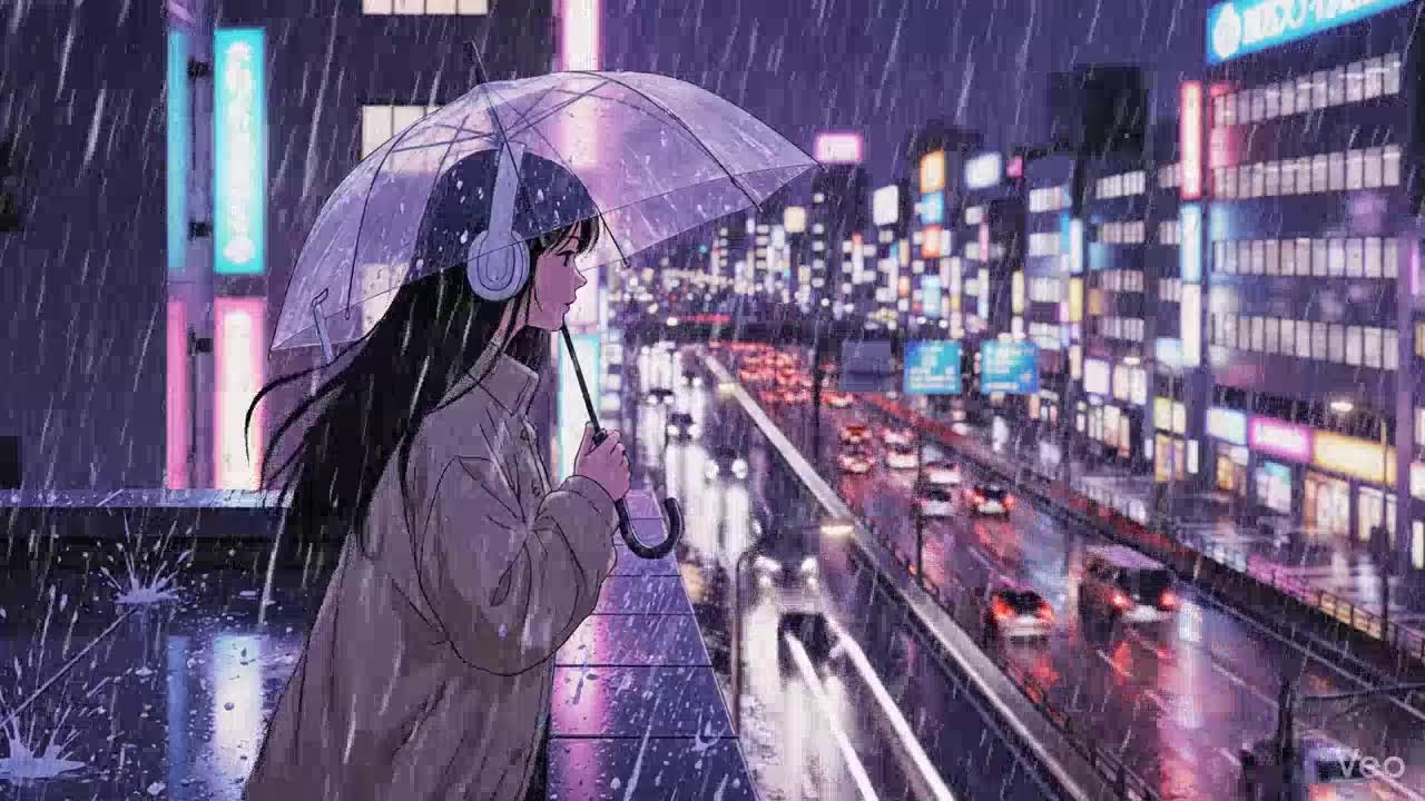 Japanese Neon City Rain 🌧️ Lofi Chillhop for Study & Focus