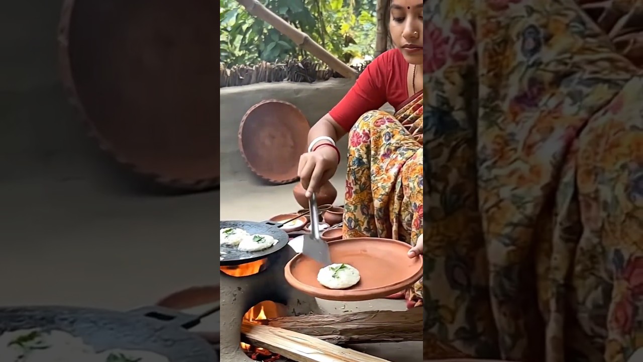 Hot pitha made by hand in a clay oven | #shorts #cooking #recipe #winterpitha #pithamaking